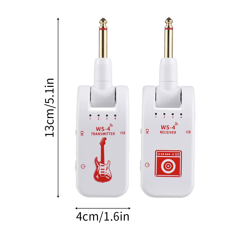 2.4G Wireless Guitar System Rechargeable Guitar Transmitter Receiver Set for Electric Guitar Bass Electric Wind Instruments